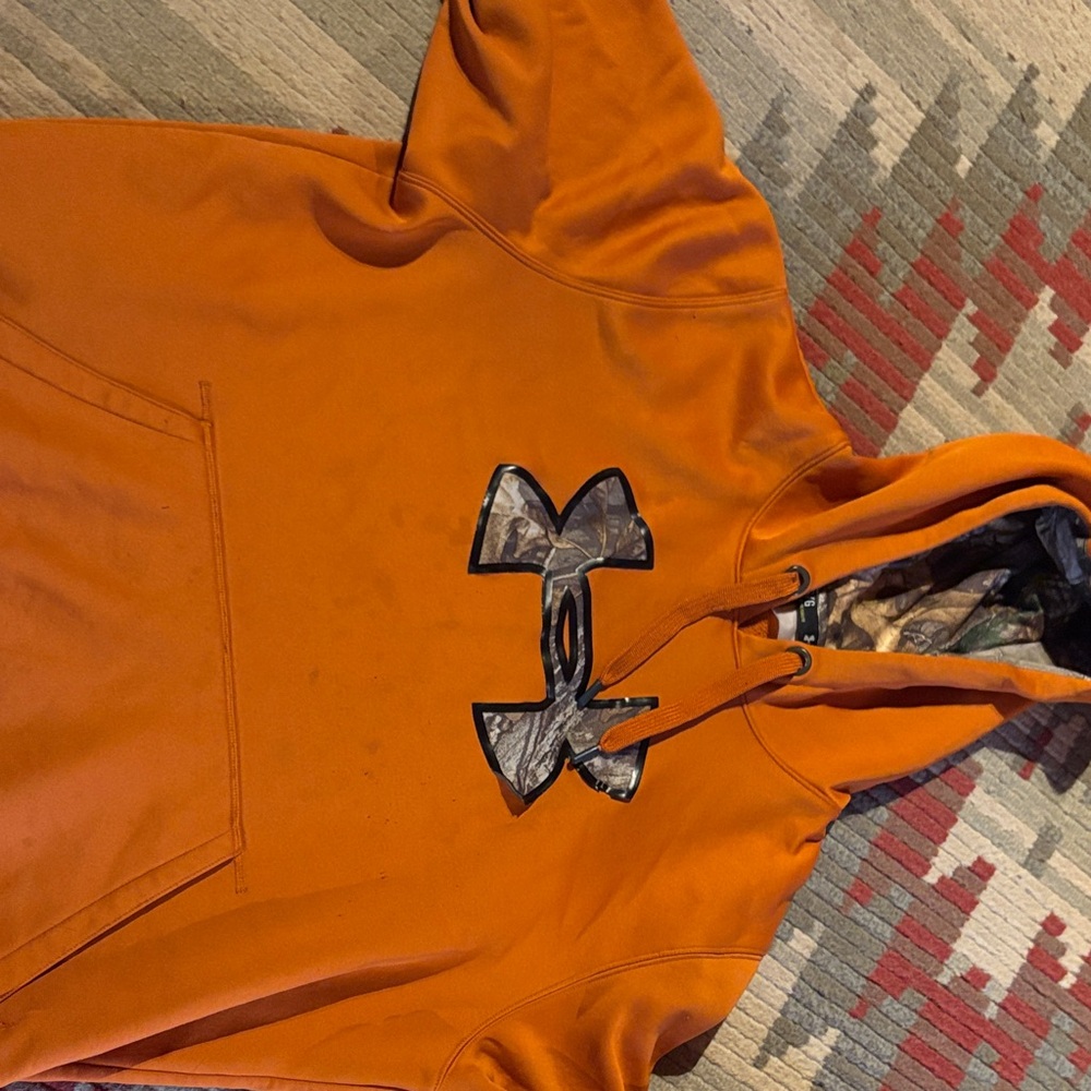 Under Armour Orange Hoodie with Camouflage Logo